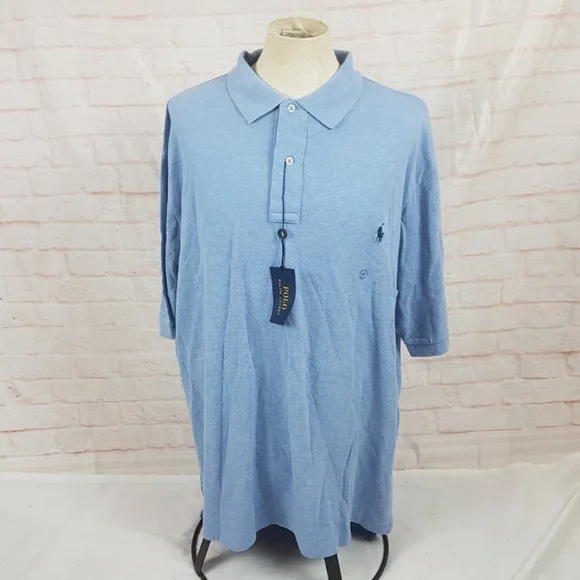 NWT Polo Ralph Lauren Mens Polo Shirt Mesh Jamaican Blue $118 Big&Talll 2LT 3LT - Picture 2 of 10